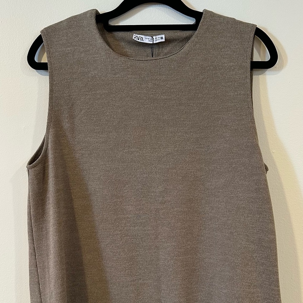 Zara Sleeveless Tan Muscle Tee